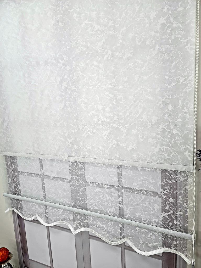BBB Bulut Desenli Çift Mekanizmalı Tül Stor Perde MT3048 görsel