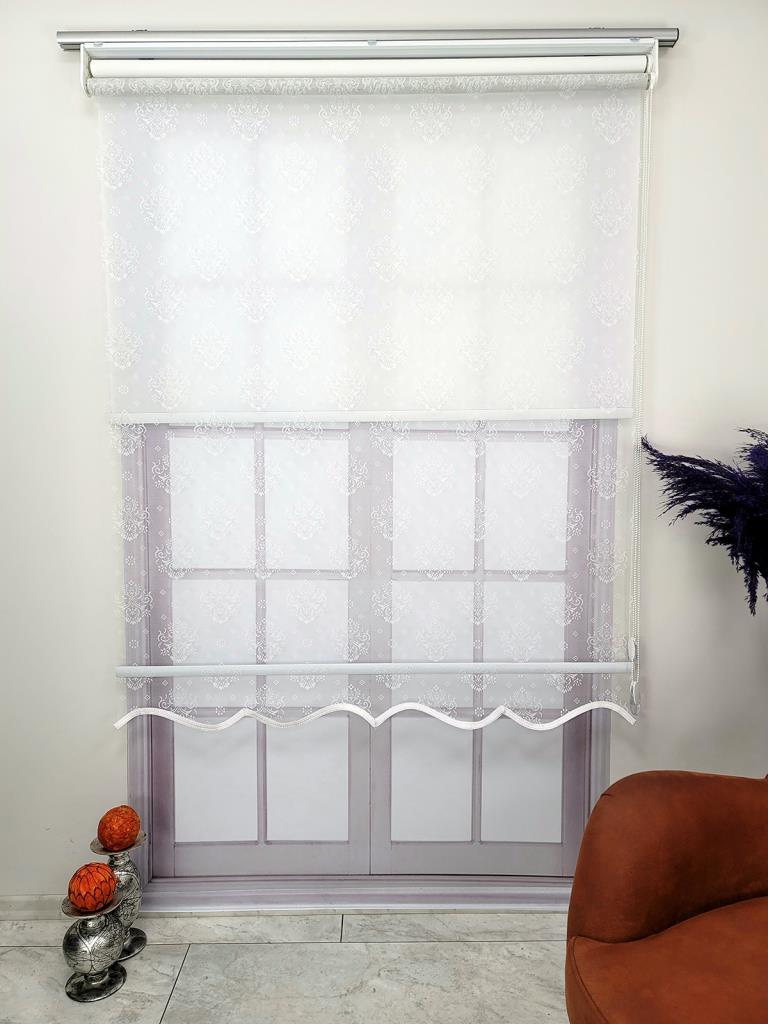 BBB Damask Desenli Çift Mekanizmalı Tül Stor Perde MT3049 görsel