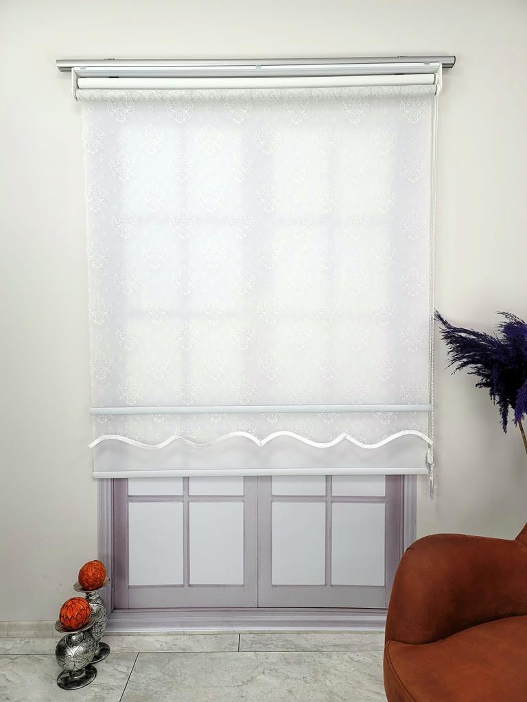 BBB Damask Desenli Çift Mekanizmalı Tül Stor Perde MT3049 görsel