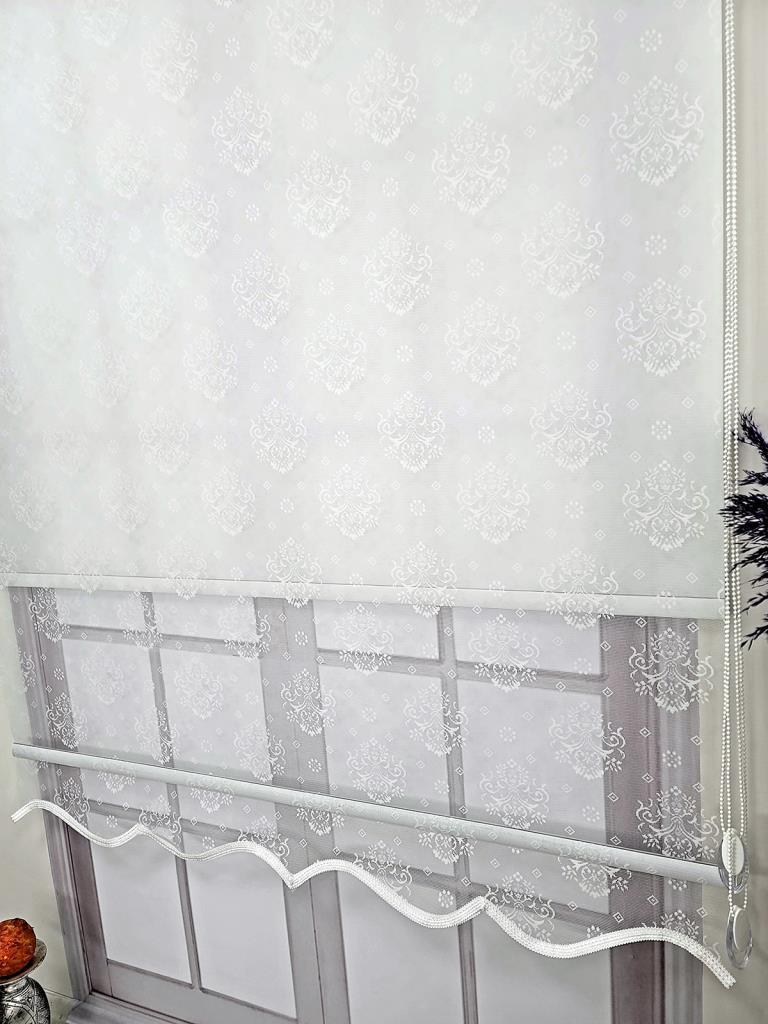 BBB Damask Desenli Çift Mekanizmalı Tül Stor Perde MT3049 görsel