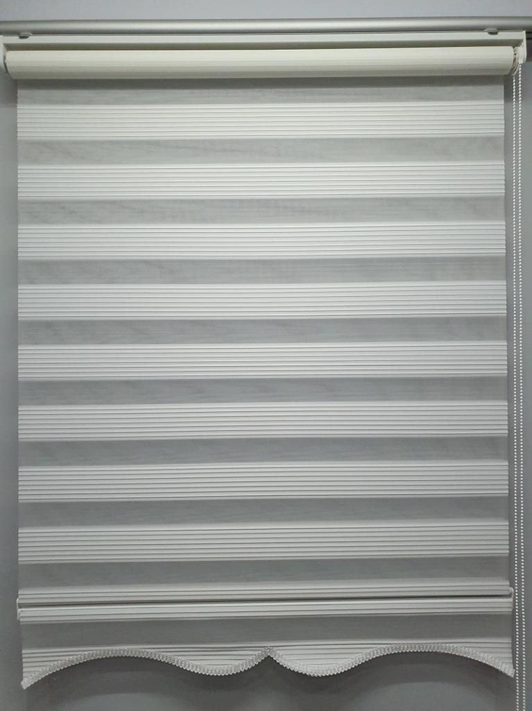 BBB Dar Pliseli Stor Zebra Perde Beyaz MZ320 görsel