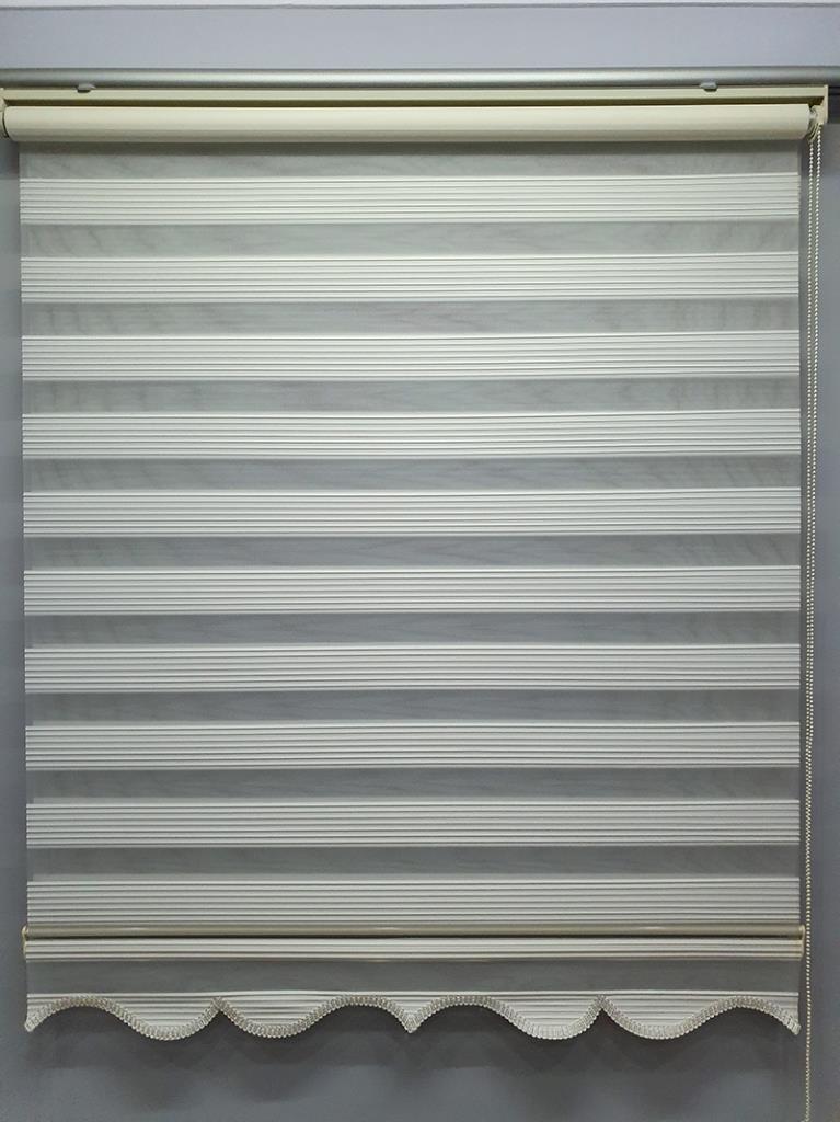 BBB Dar Pliseli Stor Zebra Perde Krem MZ321 görsel