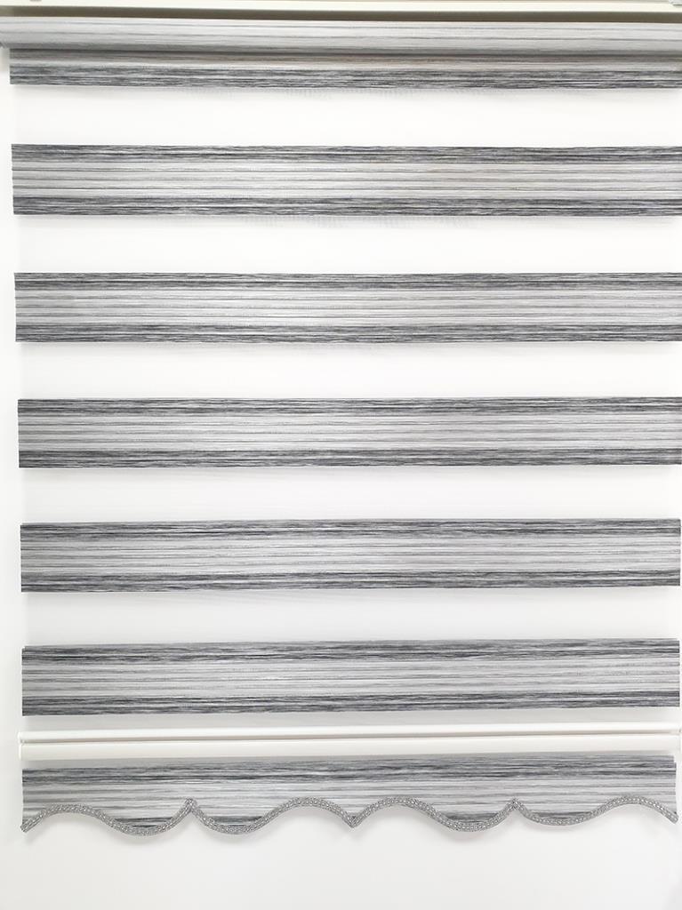 BBB Geniş Pliseli Renk Geçişli Gri Zebra Stor Perde MZ297 görsel