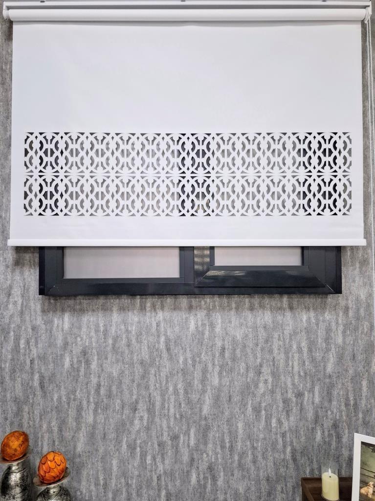 BBB Lazer Kesim Stor Perde Kalın Kumaşlı Beyaz Renk LZR314 görsel