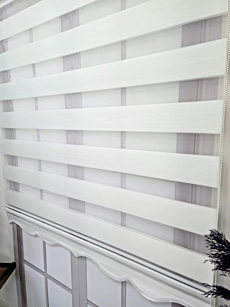BBB Mikro Pliseli Stor Zebra Perde Beyaz MZ483 görsel