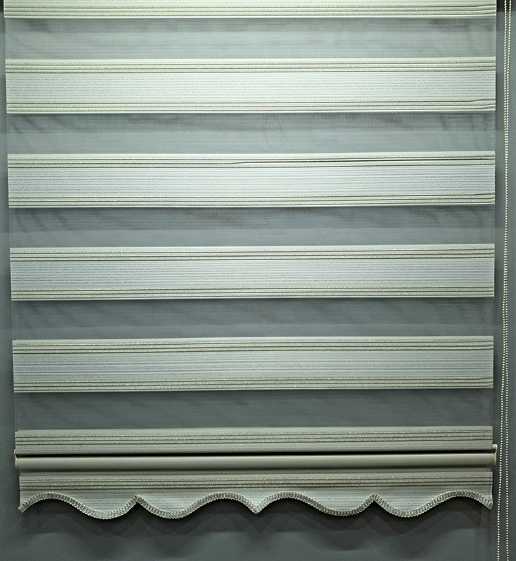 Pliseli Gold Simli Beyaz Renk Geçişli Modern Stor Zebra Perde MZ281 görsel