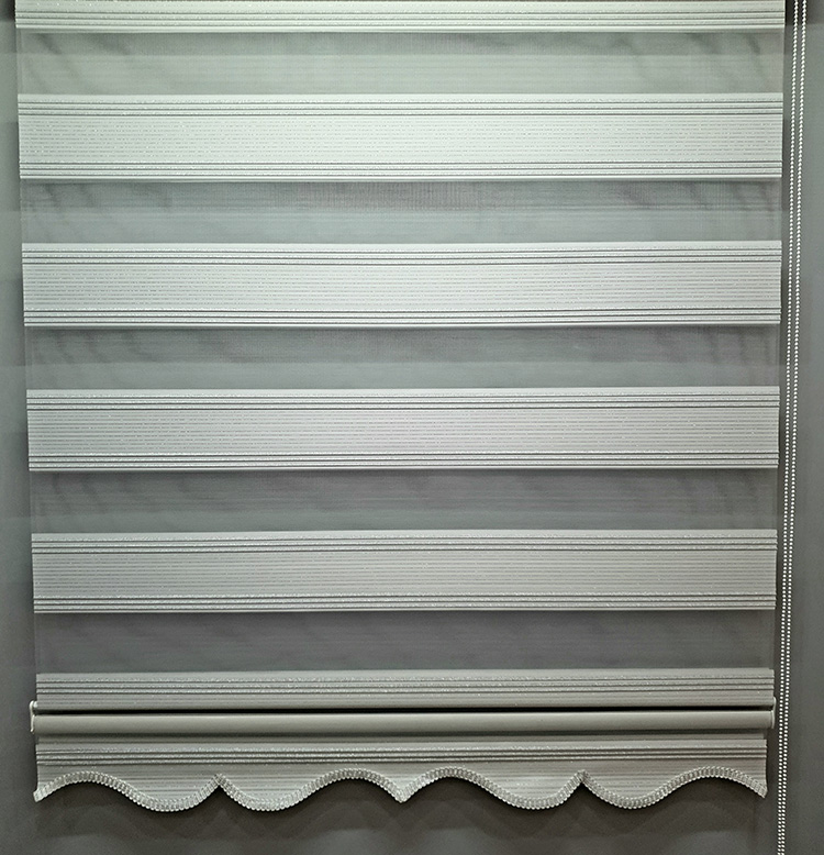 Pliseli Simli Renk Geçişli Modern Stor Zebra Perde Gi - Beyaz MZ280 görsel