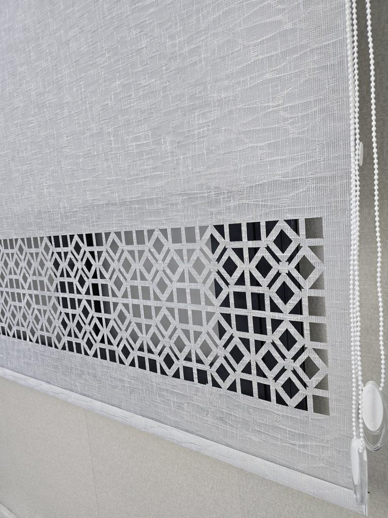 BBB Keten Kumaşlı Lazer Kesim Tül Stor Perde MLT1004 görsel