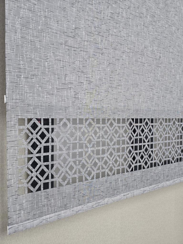 BBB Keten Kumaşlı Lazer Kesim Tül Stor Perde MLT1004 görsel