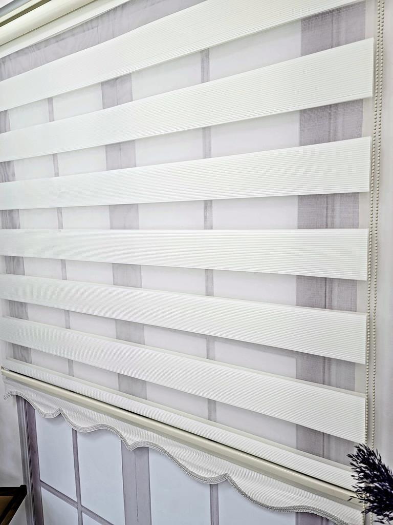 BBB Mikro Pliseli Stor Zebra Perde Krem MZ484 görsel