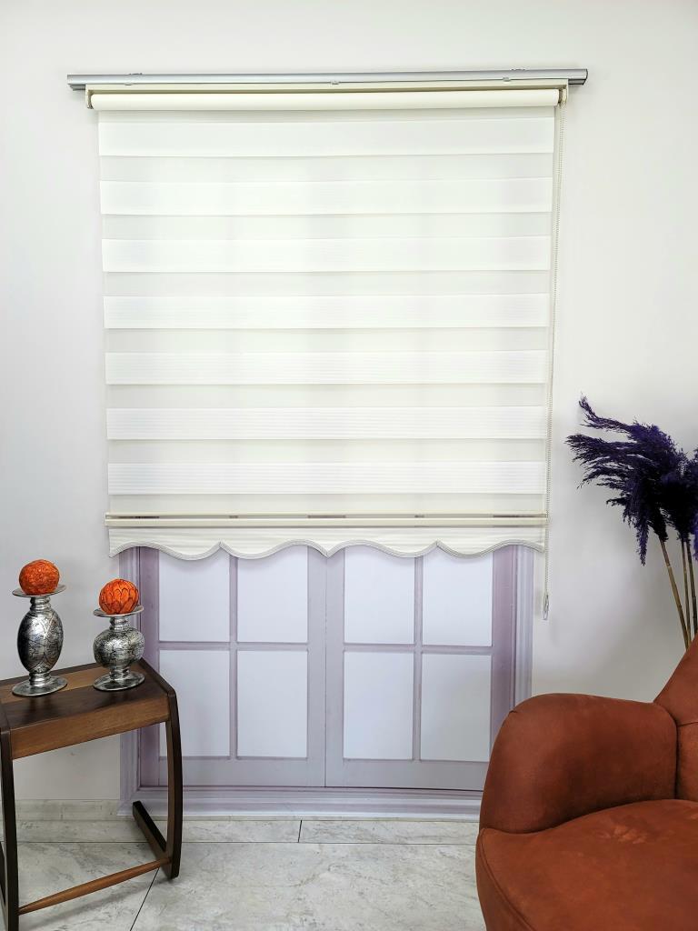BBB Mikro Pliseli Stor Zebra Perde Krem MZ484 görsel