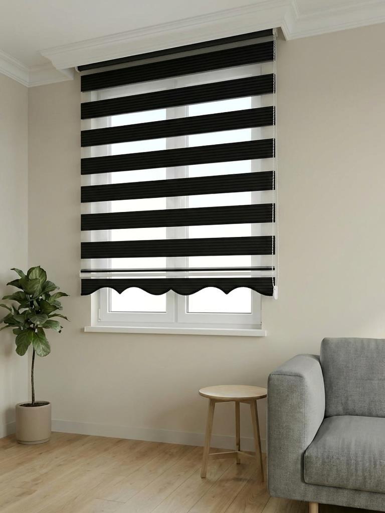 BBB Pliseli Siyah Stor Zebra Perde MZ486 görsel