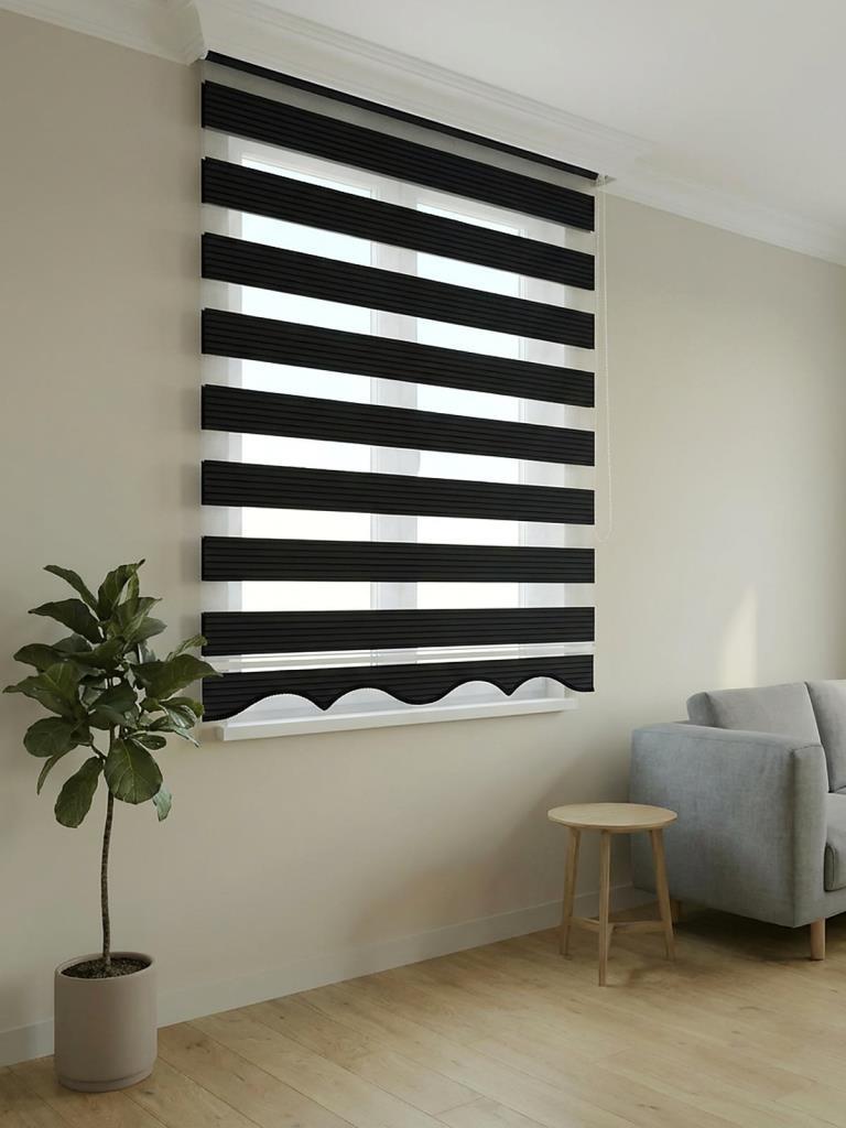 BBB Pliseli Siyah Stor Zebra Perde MZ486 görsel