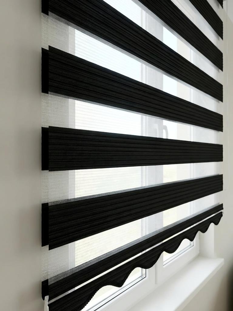 BBB Pliseli Siyah Stor Zebra Perde MZ486 görsel