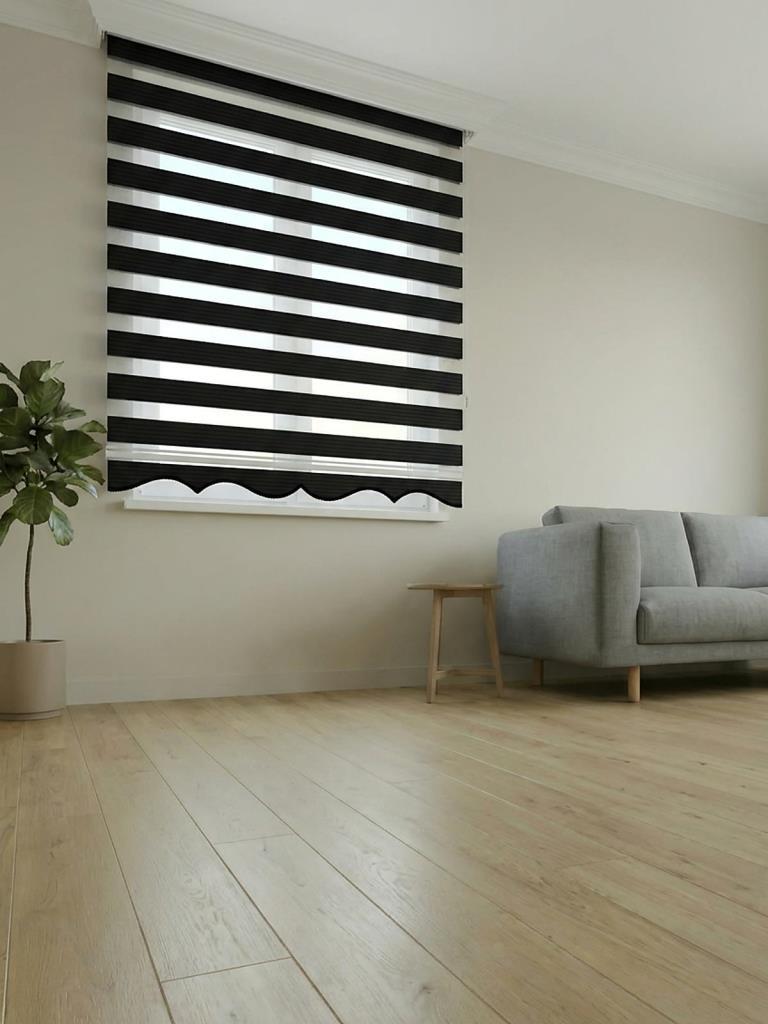 BBB Pliseli Siyah Stor Zebra Perde MZ486 görsel