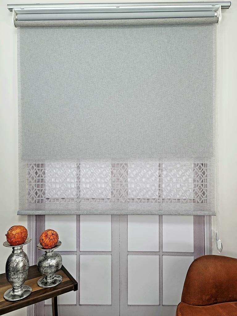BBB Çift Mekanizmalı Keten Lazer Kesim Tül ve Stor Perde MLT1050 görsel