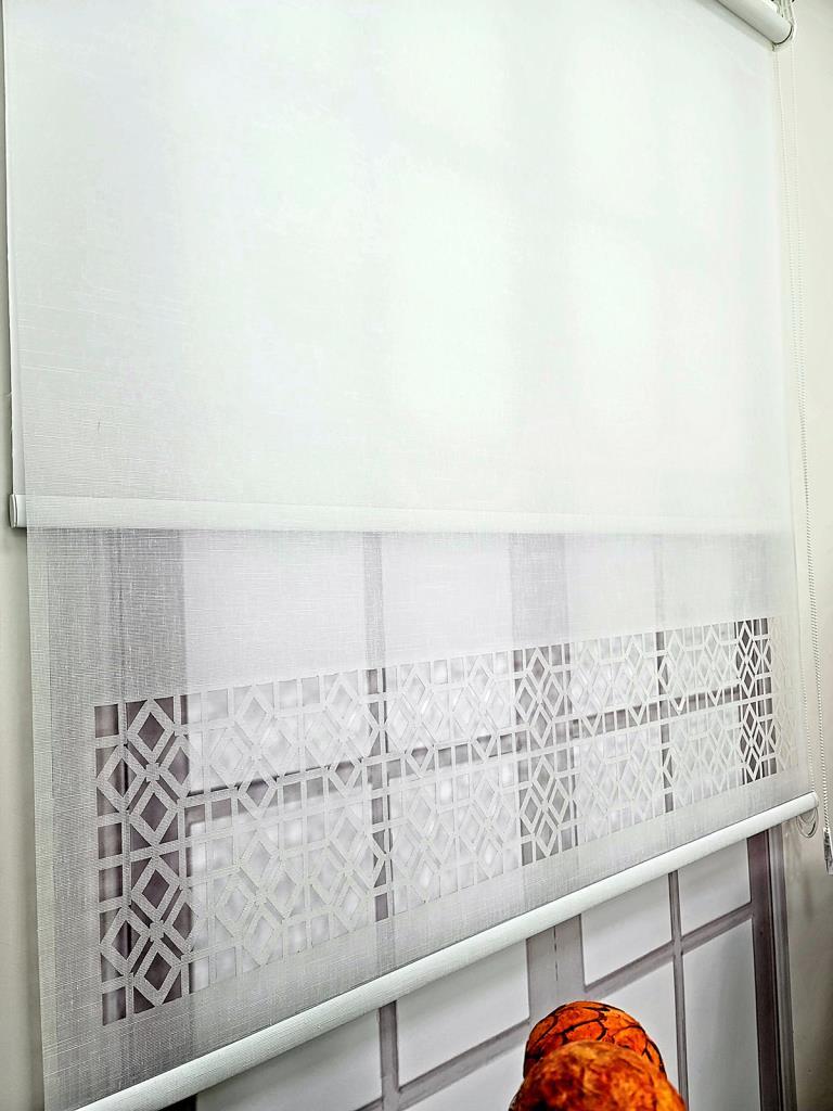BBB Çift Mekanizmalı Keten Lazer Kesim Tül ve Stor Perde MLT1050 görsel